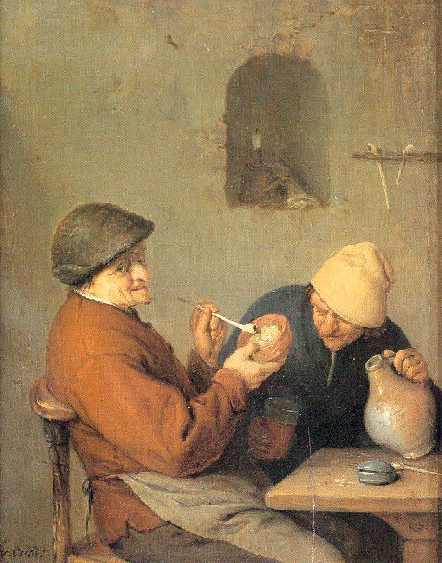Ostade, Adriaen van The Drinker and the Smoker Spain oil painting art